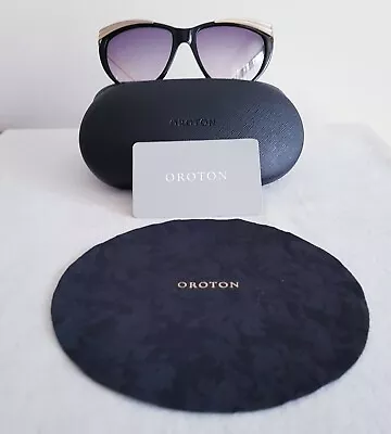 $125 • Buy Authentic -  Oroton  - Women's - Black & Gold-tone Metal - Handmade - Sunglasses