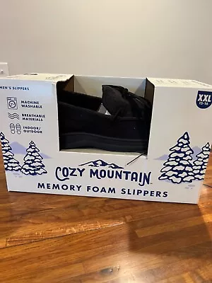 Cozy Mountains Memory Foam Men's Slippers Size XXL 15-16 Black Moccasin • $21.99