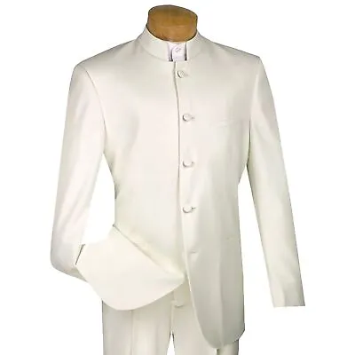 BIG & TALL Men's Ivory Mandarin Collar 5 Button Classic Fit Tuxedo Suit NWT • $110