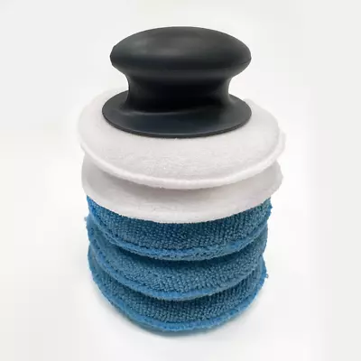 Car Waxes Microfiber Applicator Pad W/ Handle Reusable Washable White 5 Count • $15.55