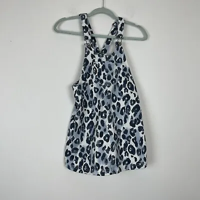 Mayoral Girls Animal Print Blue White Overall Dress Size 12 • $15