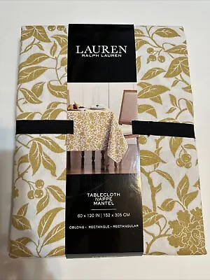 Lauren Ralph Lauren Tablecloth Mantel Oblong 60 X120  Seat 10-12 White Gold NWT • $49