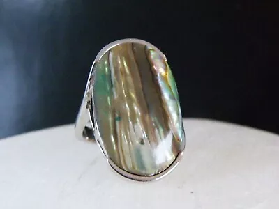 Vintage Sterling Silver 925 Large Heavy Abalone Modern Ring Size 10 • $56.99