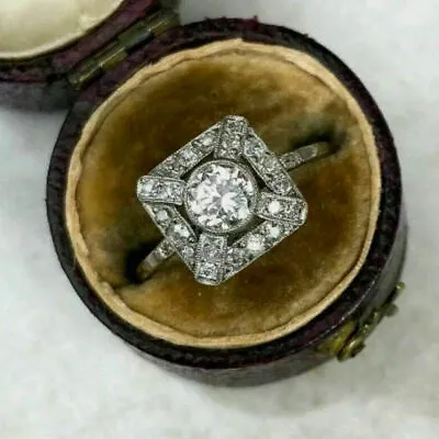 £97 • Buy Vintage Art Deco Engagement Mid Century Ring 2.1 Ct Diamond 14K White Gold Over