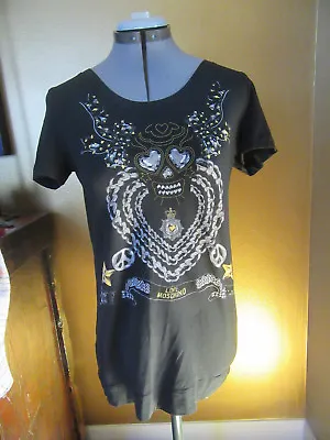 NWT Love Moschino Black T-Shirt With Jewelery Print Size 4 US • $95