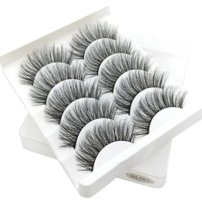 5Pair 3D Mink False Eyelashes Wispy Cross Long Thick Soft Fake Eyelashes FREE UK • £2.99