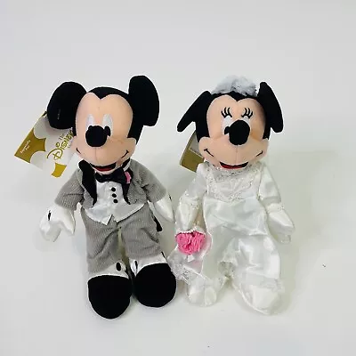 Disney Parks Mickey And Minnie Mouse Bride And Groom Wedding Plush 9  New W/ Tag • $35