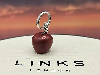 Delicious Links Of London Red Apple Charm Sterling Silver Red Enamel Hallmark • £32