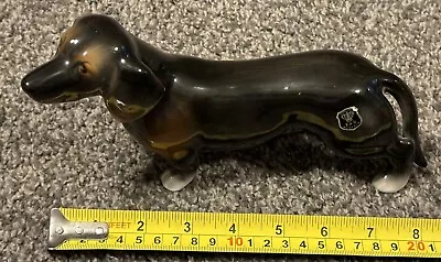 Beautiful Vintage Male Dachshund Dog Figurine E & R Golden Crown Austria . • $15.38