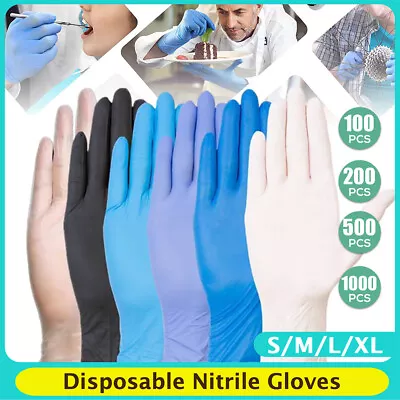 Black Nitrile Gloves Thick 5g Powder Free Industrial Medical Mechanic Tattoo AU • $16.49