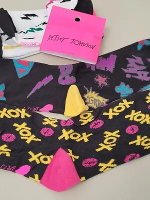 Betsey Johnson Socks Xoxo And Lightening Bolts Mismatched 2 Pair • $14.99