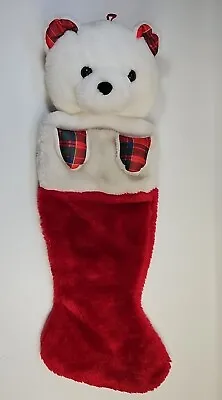 Mac Bear White Teddy Bear Christmas Stocking Vintage 1987 3D Velour Plush 22  • $25