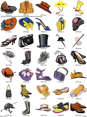 450 FASHION Embroidery Machine Designs Patterns HATS SHOES PURSES CLOTHING PES • $9.95