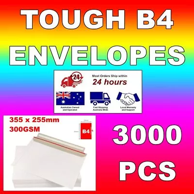 3000pcs 355mm.255mm B4 Cardboard Envelopes Tough Mailers White 3000 3000x LARGE • $930