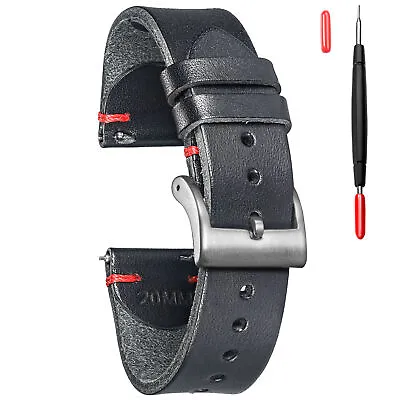 Leather Watch Bands For Men Italian Buttero Leather Watch Strap Quick Release • $17.99