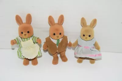 VTG Maple Town Rabbit Bunny Family Set Of 3 In Outfits 1980s Tonka Sylvanian • $15.80