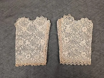 Antique Edwardian Irish Crochet Lace Cuffs For Dress Trim • $35