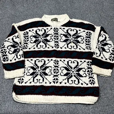 Vintage Rey Wear Sweater Mens XL Handmade Wool Ecuador Pullover Chunky Knit • $24.99