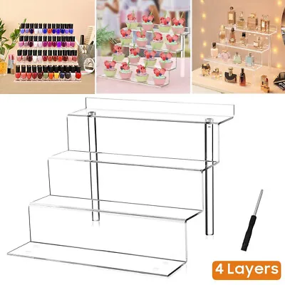 Transparent Acrylic Riser 4 Tier Removable Rack Display Shelf For Toys Figures • £10.60