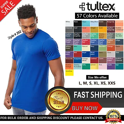 Tultex Unisex T Shirt Cotton/Polyester Short Sleeves Fine Jersey T-Shirt - 202 • $9.98