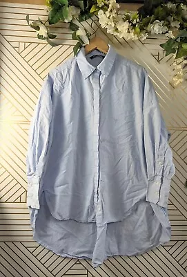 Zara Women's Oversized Dress Shirt Dress Button Up High Low Size XS STAIN • $6.29