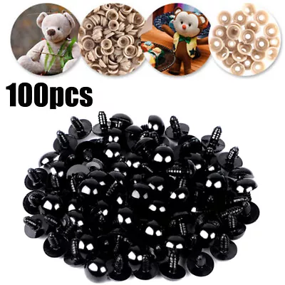 100PCS Black Safety Eyes 6-12mm For Teddy Bear Toys • £3.89