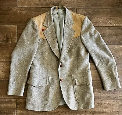 Pendleton Wool Western Wear Tweed/Suede Blazer Sport Coat 42 Long Vintage • $84.99
