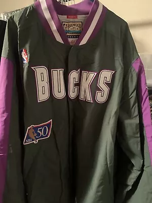 Milwaukee Bucks Mitchell And Ness Authentic NBA Warm-Up Jacket Size 3XLT NWOT • $75.99