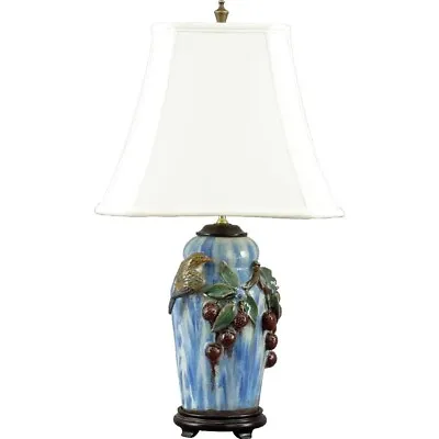 Blue And White MAJOLICA GOURD LAMP VASE - BIRD Chinoiserie -PKW04 • $384