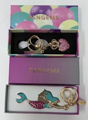 Pen Gems Lot Of 2 Key Chains Fobs Mermaid Heart/Crown • $10