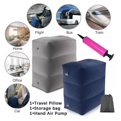 Inflatable Travel Pillow Foot Rest Pillow Car Bus Airplane Foot Pad Adjustable • $33.99