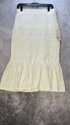 New York And Company Eva Mendez Midi Skirt New Tags White Stretch Size Large  • $17.99