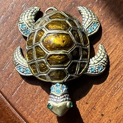 Turtle Jewelry Trinket Box Bejeweled Hinged  • $11.99