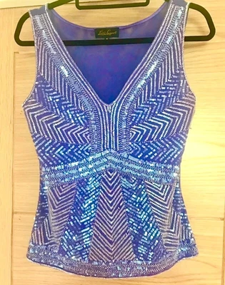 £29.99 • Buy Designer Vintage Rhinestone Purple Beaded Top By Luisa Spagnoli RRP £349!