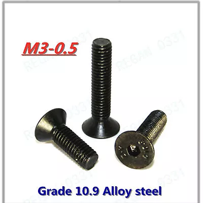 M3-0.5 10.9 Black Alloy Steel Allen Hex Socket Countersunk Flat Head Screws Bolt • $2.42