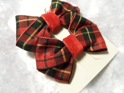  Girlschild Toddler.infant Tartan Hair Bows Red Beigeblue • £3.25