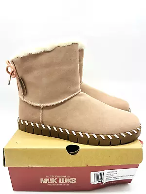 MUK LUKS Albany Water Repellent Suede Boots - Blush US 8M • $36.86