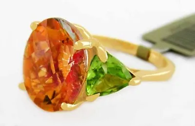 LAB CREATED 5.15 Cts MYSTIC TOPAZ & GENUINE PERIDOT RING 10K GOLD - NWT • $0.99