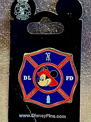 HTF Disney Pin DLR Mickey Fireman BLUE Badge DL FD Disneyland Fire Dept FREE SHP • $29.98