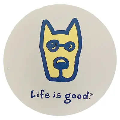 Life Is Good. 4  Circle Sticker Vintage Rocket Dog Bone White • $8