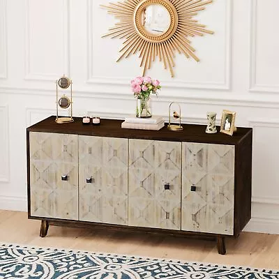 4 Doors Vintage Sideboard Freestanding Sideboard Storage Cabinet • $344.13