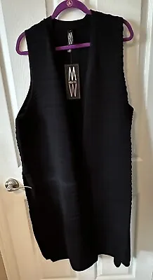 Marla Wynne Womens Plus Size Sleeveless Long Cardigan Vest Size 1X Black • $26