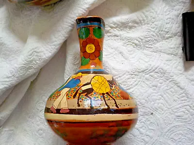 Vintage Mexican Petatillo Pottery Large Pitcher Folk Art 11  • $35