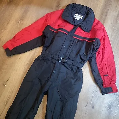 Columbia Ski Suit Snowsuit Mens Large One Piece Snow Bib Retro Black Onsie Vtg • $129.99