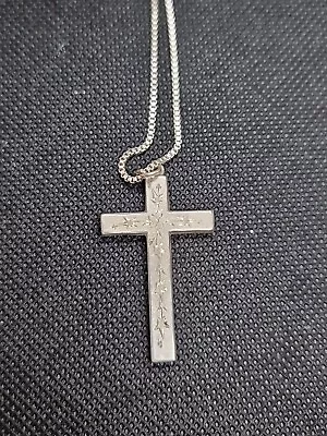 Antique Vintage Sterling Silver Cross Unusual Unique 24 Inch Chain Lot T2 • £0.99