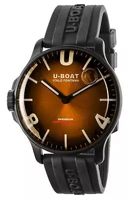 U-Boat Darkmoon Black PVD Brown Dial Black Rubber Strap Quartz Mens Watch 8699 • $779