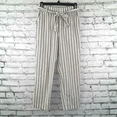 $21.99 • Buy Zara Basic Women's Belted Cropped Pants Trousers XS Striped Pockets