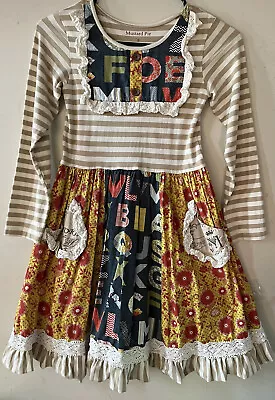 Mustard Pie-sz 8-Alphabet Collection-Dress-Ruffles-Lace-Pockets-School • $28