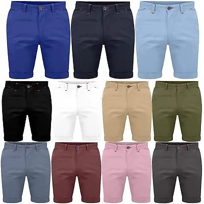 Mens Stretch Chino Shorts Summer Cotton Cargo Combat Spandex Casual Half Pant • £11.99