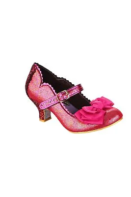 Irregular Choice Summer Breeze Pretty Pink Womens Bow Mid Heel Shoes Party Xmas • £45